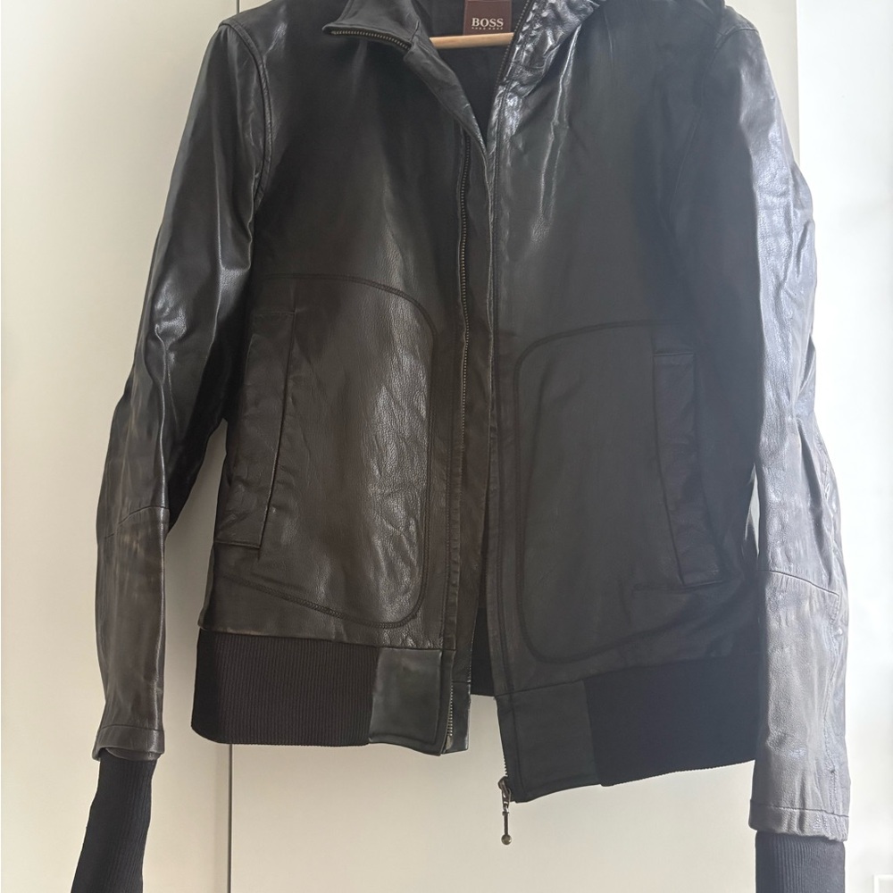 Vintage Hugo Boss Black Leather Jacket